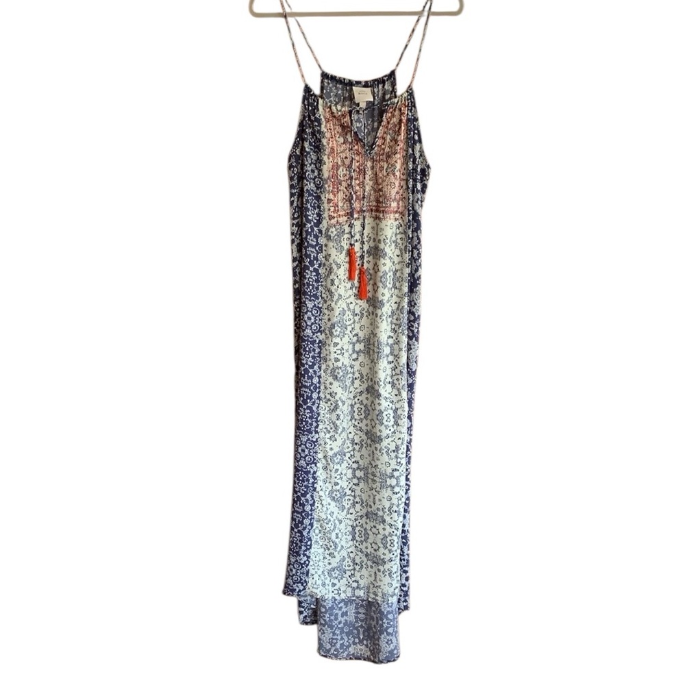 Knox Rose dress halter white blue dress boho high low maxi small may fit medium